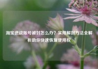 淘宝逆战账号被封怎么办？实用解封方法全解析助你快速恢复使用权