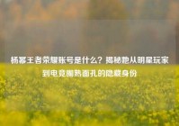 杨幂王者荣耀账号是什么？揭秘她从明星玩家到电竞圈熟面孔的隐藏身份