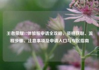 王者荣耀17体验服申请全攻略，资格获取、流程步骤、注意事项及申请入口与专区指南