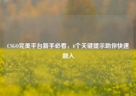 CSGO完美平台新手必看，6个关键提示助你快速融入