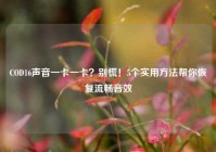 COD16声音一卡一卡？别慌！5个实用方法帮你恢复流畅音效