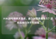 PUBG封号期限大盘点，最久封禁竟是永久？这些违规行为千万别碰