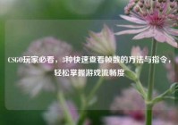 CSGO玩家必看，3种快速查看帧数的方法与指令，轻松掌握游戏流畅度