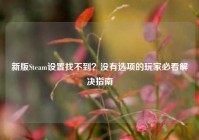 新版Steam设置找不到？没有选项的玩家必看解决指南
