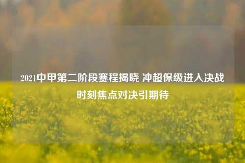 2021中甲第二阶段赛程揭晓 冲超保级进入决战时刻焦点对决引期待
