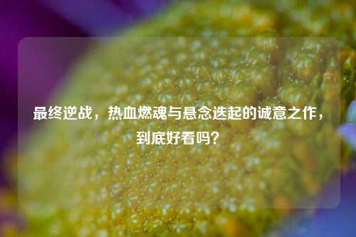 最终逆战，热血燃魂与悬念迭起的诚意之作，到底好看吗？