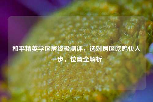 和平精英学区房终极测评,选对房区吃鸡快人一步,位置全解析