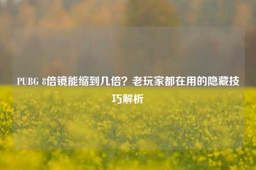 PUBG 8倍镜能缩到几倍?老玩家都在用的隐藏技巧解析