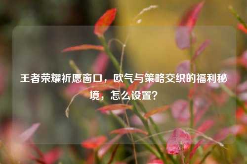 王者荣耀祈愿窗口,欧气与策略交织的福利秘境,怎么设置?