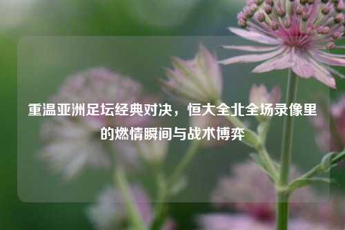 重温亚洲足坛经典对决，恒大全北全场录像里的燃情瞬间与战术博弈