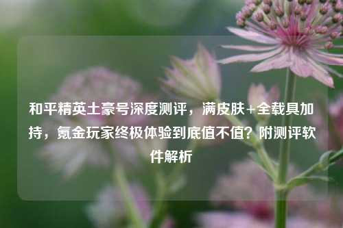 和平精英土豪号深度测评,满皮肤+全载具加持,氪金玩家终极体验到底值不值?附测评软件解析