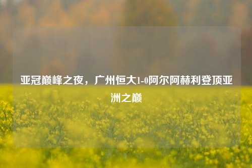 亚冠巅峰之夜,广州恒大1-0阿尔阿赫利登顶亚洲之巅