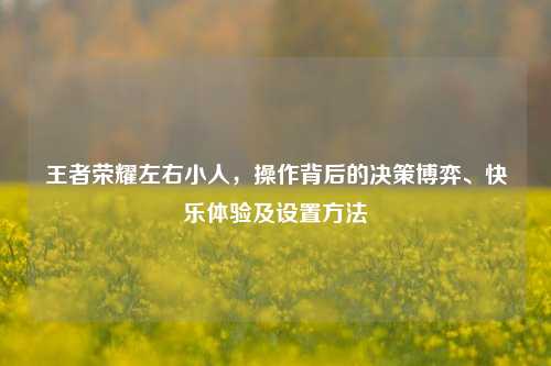 王者荣耀左右小人，操作背后的决策博弈、快乐体验及设置方法