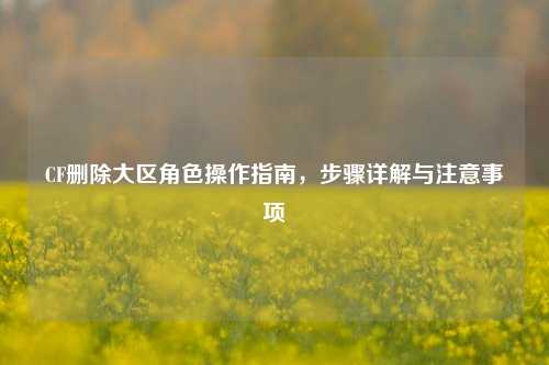 CF删除大区角色操作指南,步骤详解与注意事项