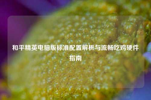 和平精英电脑版标准配置解析与流畅吃鸡硬件指南
