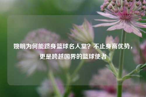 姚明为何能跻身篮球名人堂?不止身高优势,更是跨越国界的篮球使者