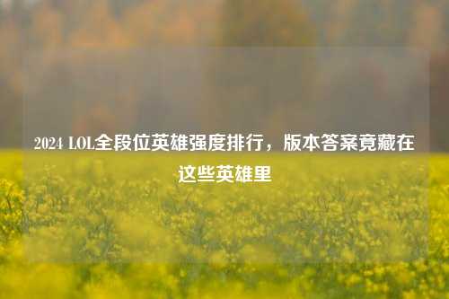 2024 LOL全段位英雄强度排行,版本答案竟藏在这些英雄里