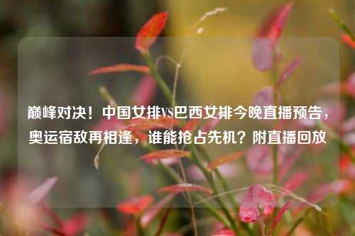 巅峰对决!中国女排VS巴西女排今晚直播预告,奥运宿敌再相逢,谁能抢占先机?附直播回放