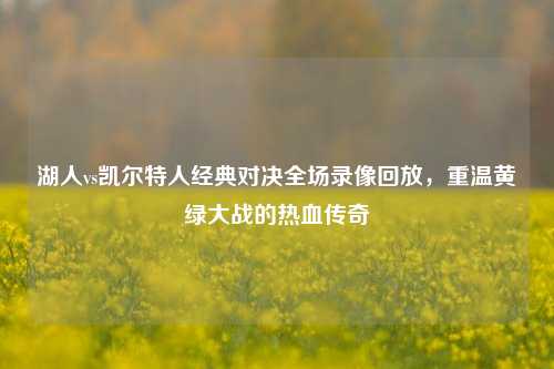 湖人vs凯尔特人经典对决全场录像回放,重温黄绿大战的热血传奇