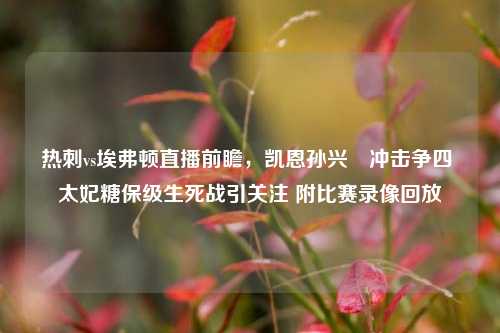 热刺vs埃弗顿直播前瞻，凯恩孙兴慜冲击争四 太妃糖保级生死战引关注 附比赛录像回放