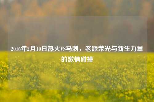 2016年2月10日热火VS马刺，老派荣光与新生力量的激情碰撞