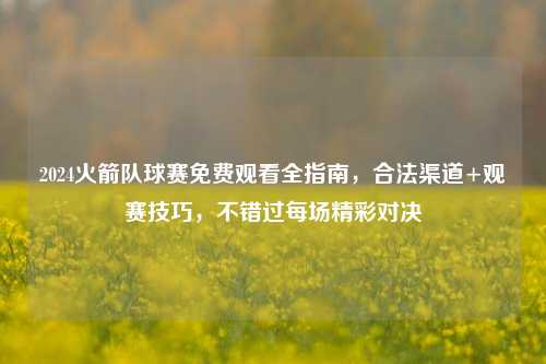 2024火箭队球赛免费观看全指南,合法渠道+观赛技巧,不错过每场精彩对决