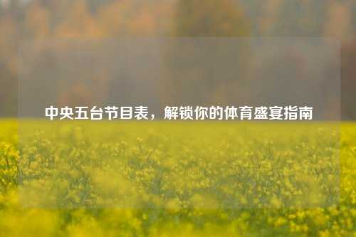 中央五台节目表,解锁你的体育盛宴指南