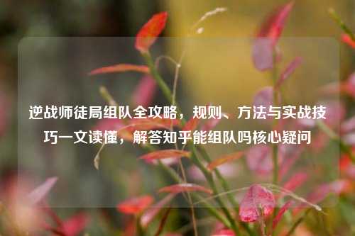 逆战师徒局组队全攻略，规则、方法与实战技巧一文读懂，解答知乎能组队吗核心疑问
