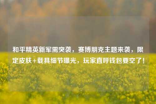 和平精英新军需突袭，赛博朋克主题来袭，限定皮肤+载具细节曝光，玩家直呼钱包要空了！
