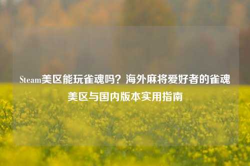 Steam美区能玩雀魂吗？海外麻将爱好者的雀魂美区与国内版本实用指南