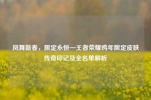 凤舞新春,限定永恒—王者荣耀鸡年限定皮肤传奇印记及全名单解析