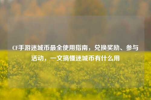 CF手游迷城币最全使用指南,兑换奖励、参与活动,一文搞懂迷城币有什么用