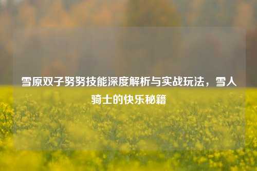 雪原双子努努技能深度解析与实战玩法，雪人骑士的快乐秘籍