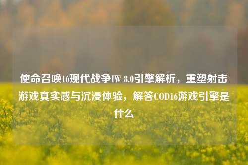 使命召唤16现代战争IW 8.0引擎解析,重塑射击游戏真实感与沉浸体验,解答COD16游戏引擎是什么