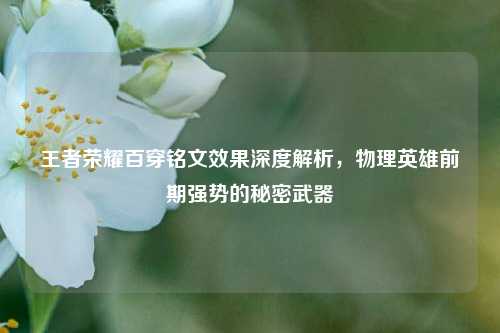 王者荣耀百穿铭文效果深度解析，物理英雄前期强势的秘密武器