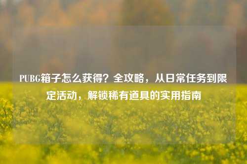 PUBG箱子怎么获得？全攻略，从日常任务到限定活动，解锁稀有道具的实用指南