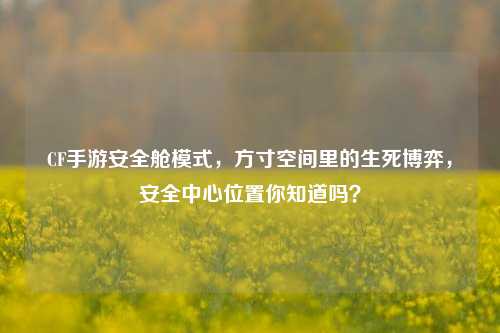 CF手游安全舱模式,方寸空间里的生死博弈,安全中心位置你知道吗?