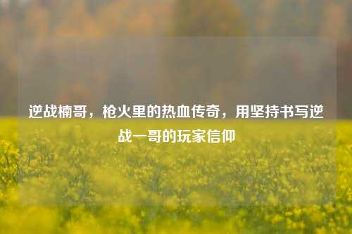 逆战楠哥，枪火里的热血传奇，用坚持书写逆战一哥的玩家信仰