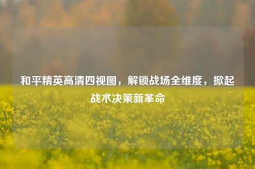和平精英高清四视图，解锁战场全维度，掀起战术决策新革命