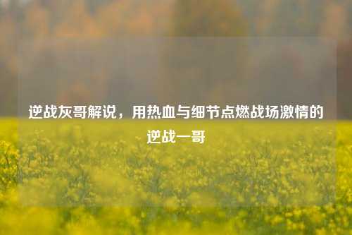 逆战灰哥解说,用热血与细节点燃战场激情的逆战一哥