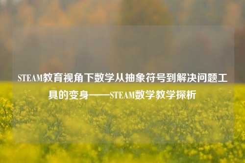 STEAM教育视角下数学从抽象符号到解决问题工具的变身——STEAM数学教学探析