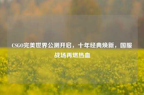 CSGO完美世界公测开启,十年经典焕新,国服战场再燃热血