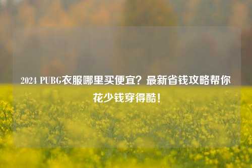 2024 PUBG衣服哪里买便宜?最新省钱攻略帮你花少钱穿得酷!