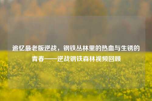 追忆最老版逆战,钢铁丛林里的热血与生锈的青春——逆战钢铁森林视频回顾