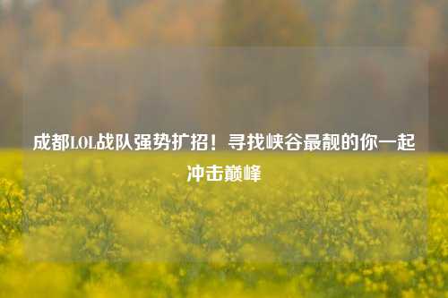 成都LOL战队强势扩招！寻找峡谷最靓的你一起冲击巅峰