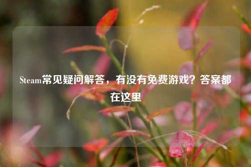 Steam常见疑问解答，有没有免费游戏？答案都在这里