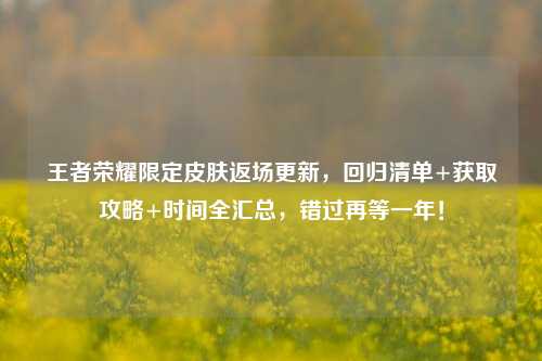 王者荣耀限定皮肤返场更新,回归清单+获取攻略+时间全汇总,错过再等一年!