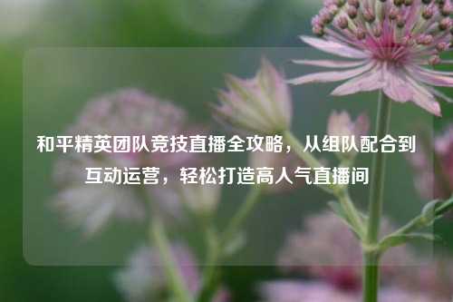 和平精英团队竞技直播全攻略,从组队配合到互动运营,轻松打造高人气直播间