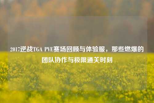 2017逆战TGA PVE赛场回顾与体验服,那些燃爆的团队协作与极限通关时刻
