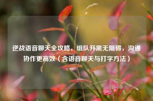 逆战语音聊天全攻略，组队开黑无阻碍，沟通协作更高效（含语音聊天与打字方法）